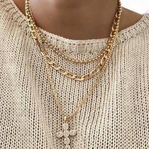 3 Set Gold Layered Necklaces for Women Statement 14K Dainty Gold Plated